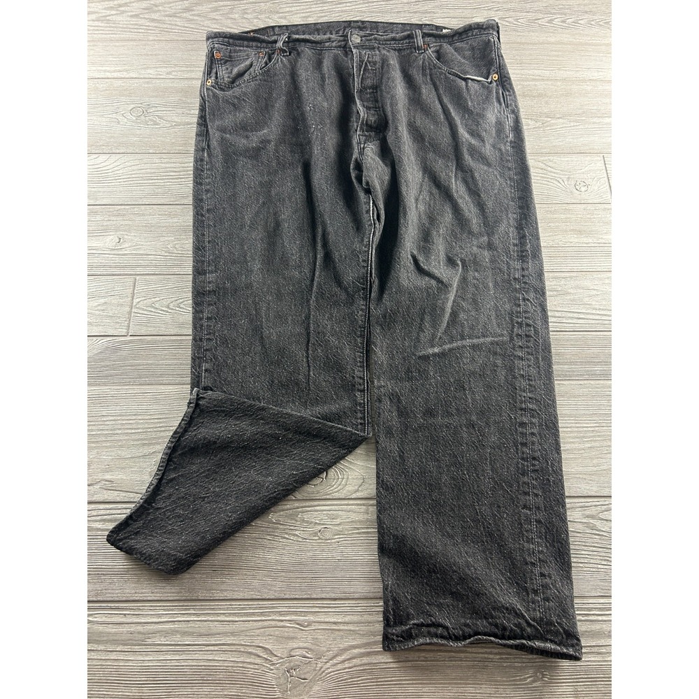 Levi's 501 Black Denim Straight Leg Jeans Button Fly Regular Fit Men's 44X32